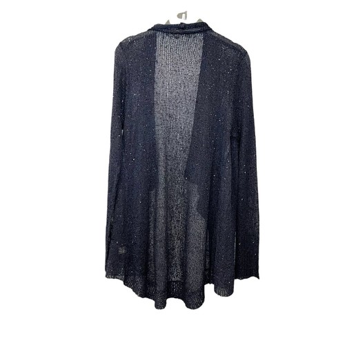 Boston Proper blau Mesh Strick offen Pullover Langarm Stretch marine drapiert Gr. S - Bild 2 von 6