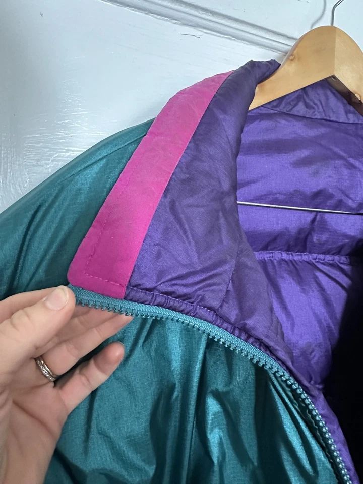 WoolRich вниз винтажный пуховик Sigmet Gear лыж пальто двусторонний сливы бирюзовый XL - Изображение 4 из 4