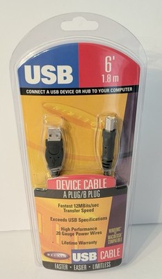 Belkin Printer Cable USB High-Speed 6' USB A Plug to B Plug NEW NIP