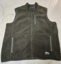 Eddie Bauer Sherpa Vest Mens XL Dark Army Green Fleece Lined,  Full Zip
