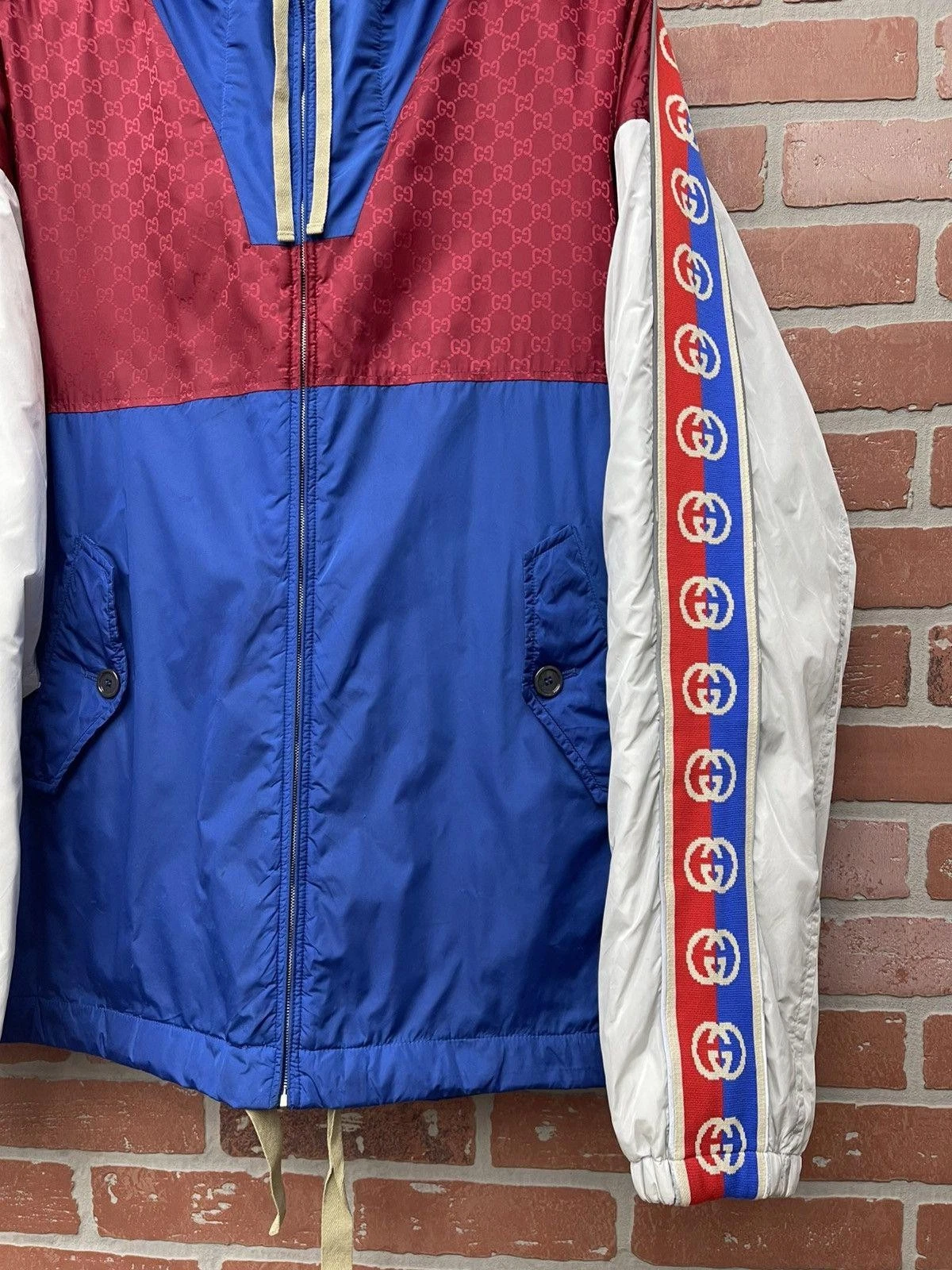 Taglia 56 Giacca a vento Gucci GG a righe riflettenti