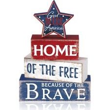 4th of July Decorations 4 PCS Patriotic Table Signs Independence Day Decor