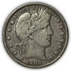 1908 Barber Half Dollar Very Fine VF Coin #27312