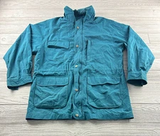 VTG Eddie Bauer Mountain Parka Mens Sz L Teal Green Genuine Utility Hiking Coat