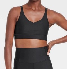 NWT All in Motion sz L Black Medium Support Effortless Support Bra Sports 3473