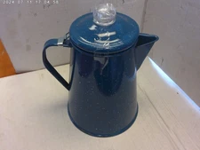 Enamel coffee pot blue NEW GSI 12 cup (company 2nd's will have chip damage)