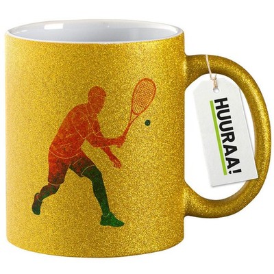 Glitzertasse Squash bunte Silhouette Geschenkidee Squash Geschenk Präsent Mitbri