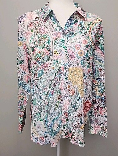 Talbots Women's Long Sleeve Floral Paisley Button Up Summer Blouse SZ LP L P
