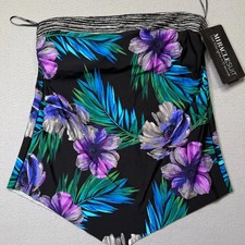 NWT 140 Miraclesuit Women's Floral Aura Printed V-Shaped Tankini Black Multi 12
