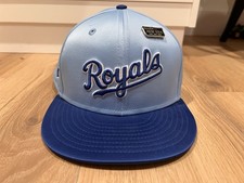 New Era Adult Kansas City Royals Light Blue Satin 59Fifty Fitted Hat 7 1/2