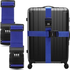 Koffergurt Gepäckband Verstellbar Zahlenschloss Gepäckgurt Blau 2 Stück