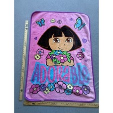 Dora the Explorer Pink Fleece Throw Blanket Adorable Flowers Butterflies 36x25