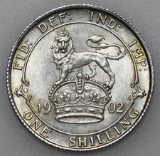 1902 EDWARD VII, SHILLING, BRITISH SILVER COIN, GEF