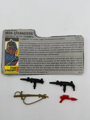 GI Joe COBRA Iron Grenadiers File Card and Accessories 1988 Vintage Hasbro