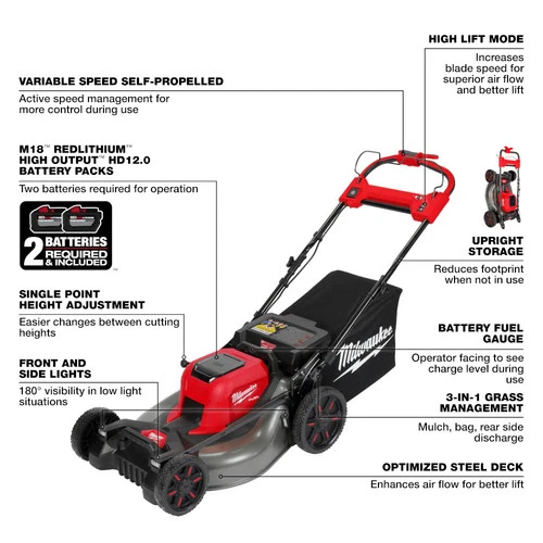 Milwaukee 2823-22HD M18 FUEL 21" Self-Propelled Dual Battery Mower Kit - Picture 4 of 12