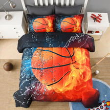 Basketball Comforter Set Twin Size, 3D Sport Bedding Set 2 Pieces  Soft Lightwe