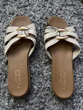 New Look Cream Gold Detail Flat Slider Sandals – UK 7 / EU 40 BNWT