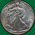 1944 Walking Liberty Half Dollar Almost Uncirculated AU+ Coin, Stain #35759