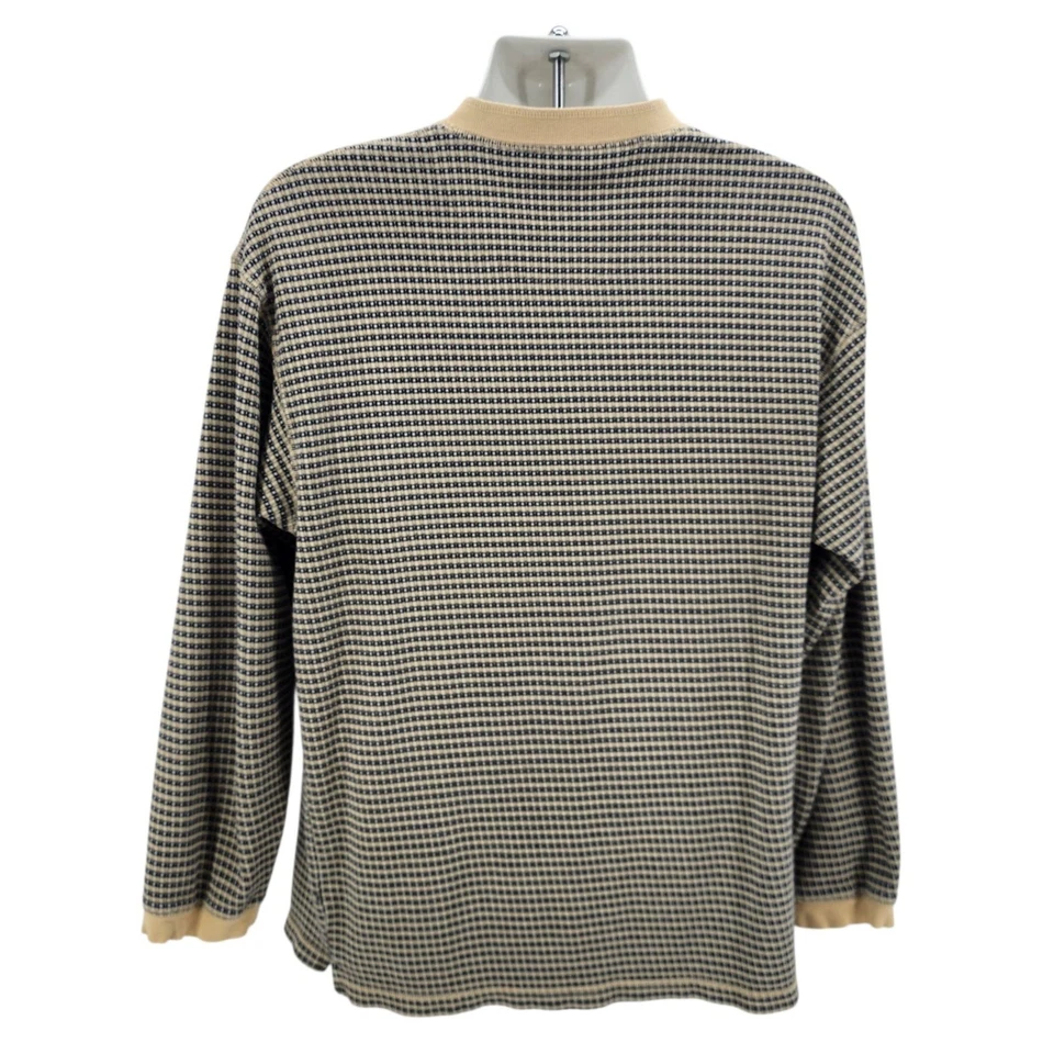 Vintage The Territory Ahead Mens XL Henley Shirt Knit Sweater Retro Pattern Tan - Image 3 of 4