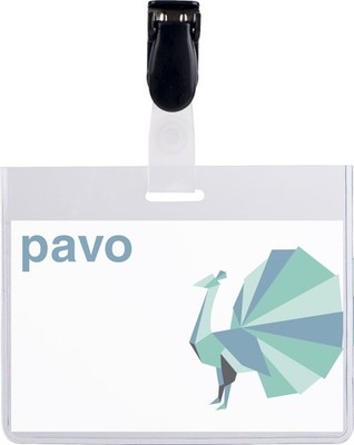 25 pavo Namensschild, oben geschlossen, mit Clip, 60 x 90 mm