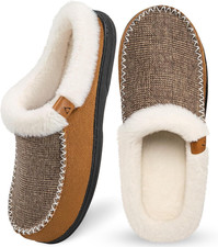 Mens Slippers Slip on Moccasin Indoor Memory Foam House Shoes Warm Fuzzy