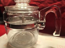 Flameware PYREX 7754 Glass Stove Top 4-CUP PERCOLATOR Complete! Preowned VGC! 