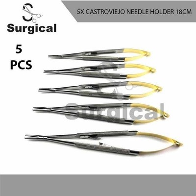 T/C Castroviejo Needle Holder | 7'' Straight | 5 PCS Surgical Dental Instruments