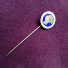 Silver Gilt Enamel Sixpence Victorian Stick Pin Engraved Detail Sterling 1877
