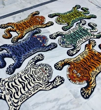 Handmade Vintage Tibetan Tiger Rugs : 2x3 3x5 ft Antique Home Decor & Gift Rugs