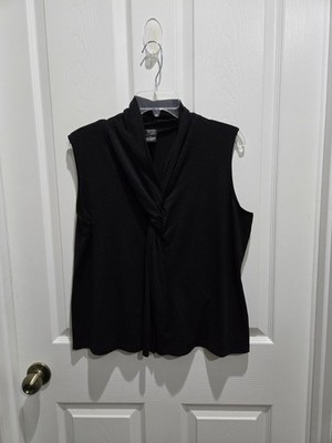 Rafaella Studio Petite Large black sleeveless top with draped twist neckline
