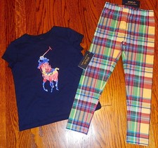 POLO RALPH LAUREN AUTHENTIC TODDLERS GIRLS BRAND NEW ORIGINAL 2Pc SET Sz 6, NWT