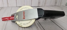 Vintage ROTEX Label Maker Model 6E Black Heavy Duty BRUSHED STEEL 3/8 1/2 Dial