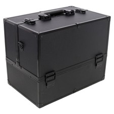 Professional Large 14" Lockable Makeup Train Case Cosmetic Organizer Box Black