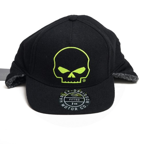 Harley Davidson Willie G Skull Biker Flap Winter Hat Black Fitted 7 3/8 Medium - 第 3/11 張圖片