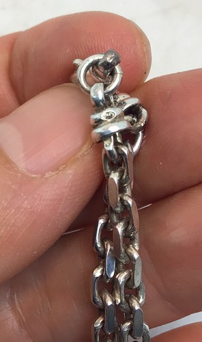 Vintage Sterling Silver Oval Cable Chain Link Necklace Italy - Picture 9 of 13