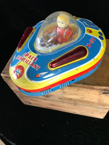 SPACE SURVEILLANT BATTERY OP SPACE SHIP X-07 MODERN TOYS JAPAN 60s ROBOT - Picture 1 of 9