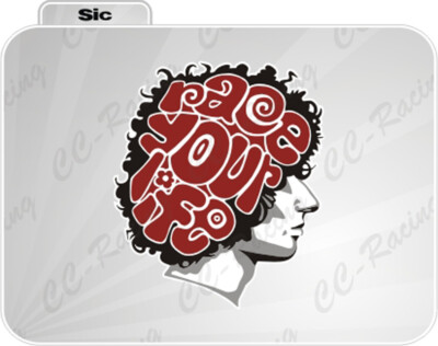 1 Adhesive Sic 58 Simoncelli Race Your Life Head 65 x 2 3/4in Red Black White