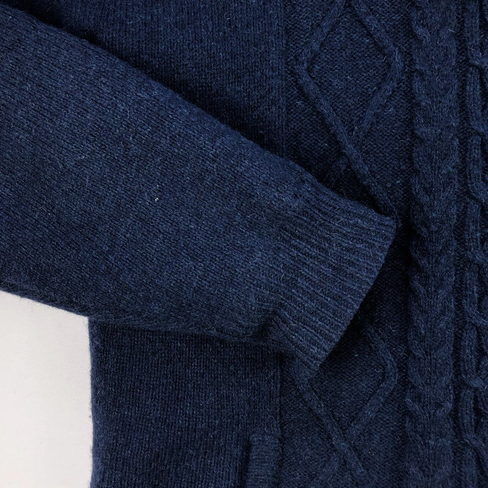 Chaqueta azul Carraigdonn para hombre 2XL 100 % lana tejida con cable cremallera completa Foto 3 de 4