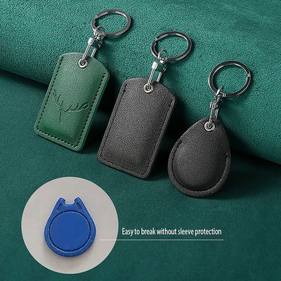 Access Card Case Leather Card Holder Keychain Key Ring Door Lock Access Card Bag