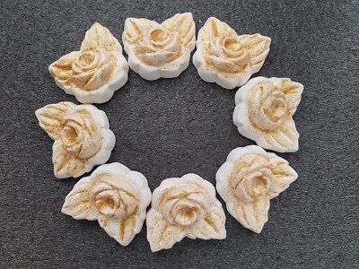 Deko Gipsstücke, 8 Gold Glitzer Blumen, Wohndeko, Decke, Kunst Design