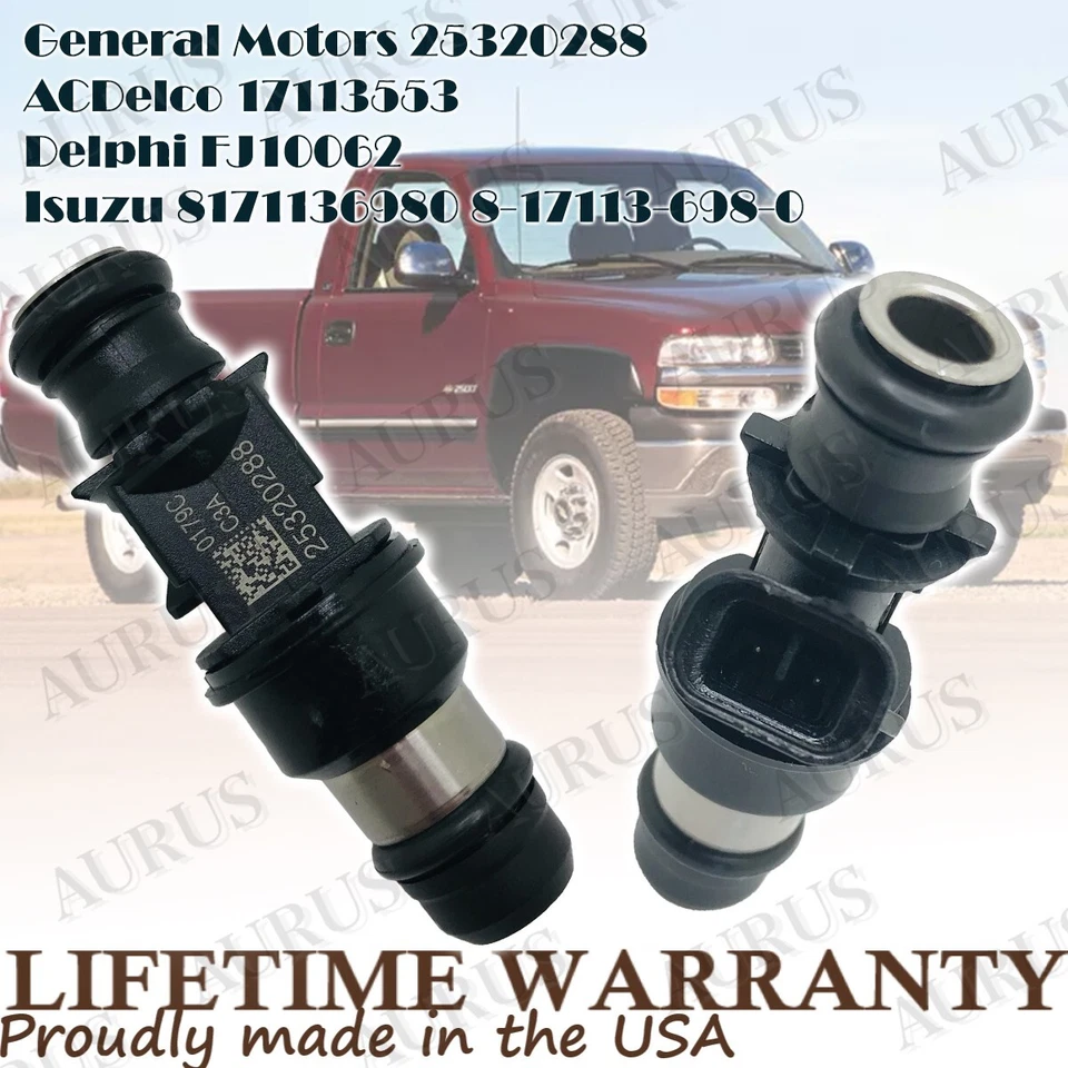 x8 OEM AURUS NEW Fuel Injectors for 2000 Chevrolet Silverado 1500 4.8L 5.3L V8 - Image 3 of 4