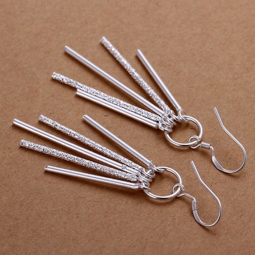 Fun & Flirty New Sterling Silver Plated Dangling Bars 2.5" Drop Dangle Earrings - Picture 6 of 7