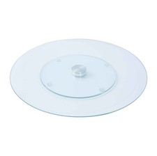 Glass Lazy Susan Turntable, Rotating Cake Decorating Table Serving Plate, 35cm