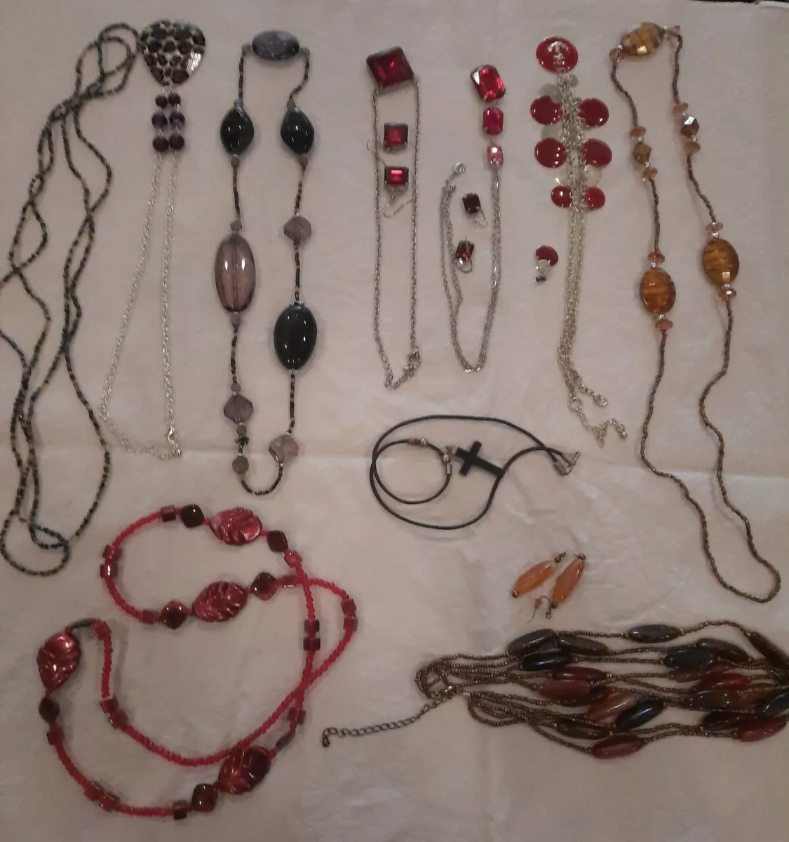 Lot 10 Costume Jewelry Wear Craft Repair Necklaces Earrings Preowned Nice