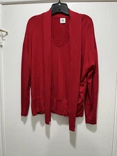 CAbi Tess Tee Red Keyhole Neck Tie Front Bow Top Sz M #3804 