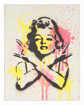 Spray Paint Painting on Plaster Marilyn Monroe Banksy Pop Art Graffiti