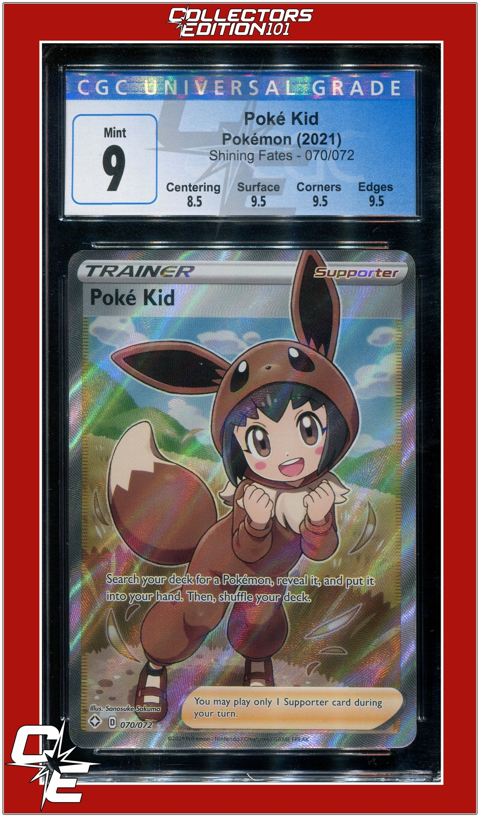 Shining Fates 070 Full Art Poke Kid CGC 9 - Subgrades