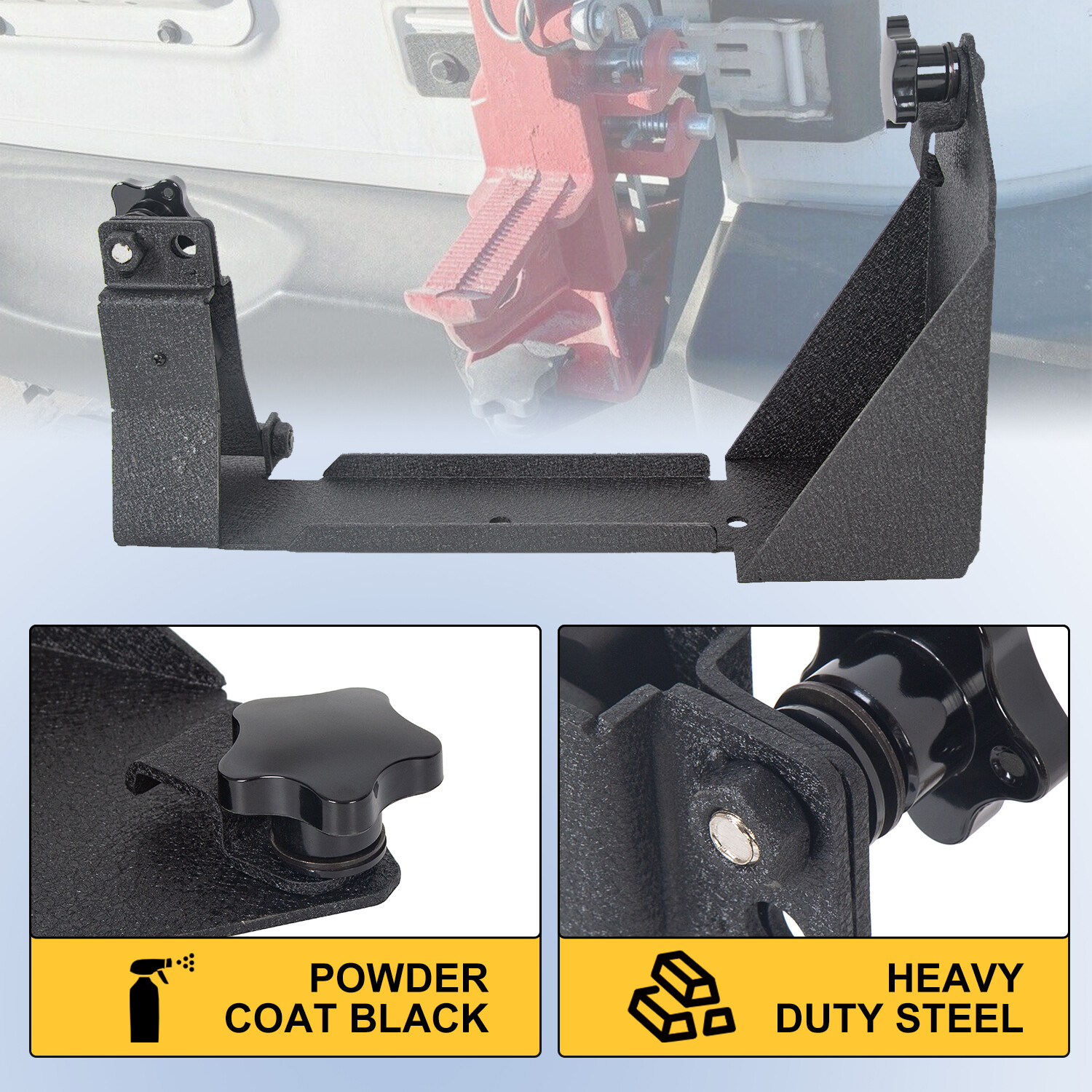 For 20072018 Jeep Wrangler JK Rear HiLift Jack Mount Holder Tailgate