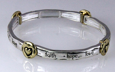 4030672 1 Corinthians 13:13 Faith Hope Love Stretch Bracelet Scripture Christ...