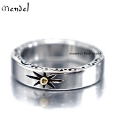 MENDEL Mens Cool Stainless Steel North Star Biker Sun Ring Band Size 7 8 9 10-15
